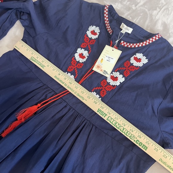 Velzera Tunic Top Womens 2X Blue Floral Embroidered Boho Cottagecore Gauzy NWT - Picture 7 of 11